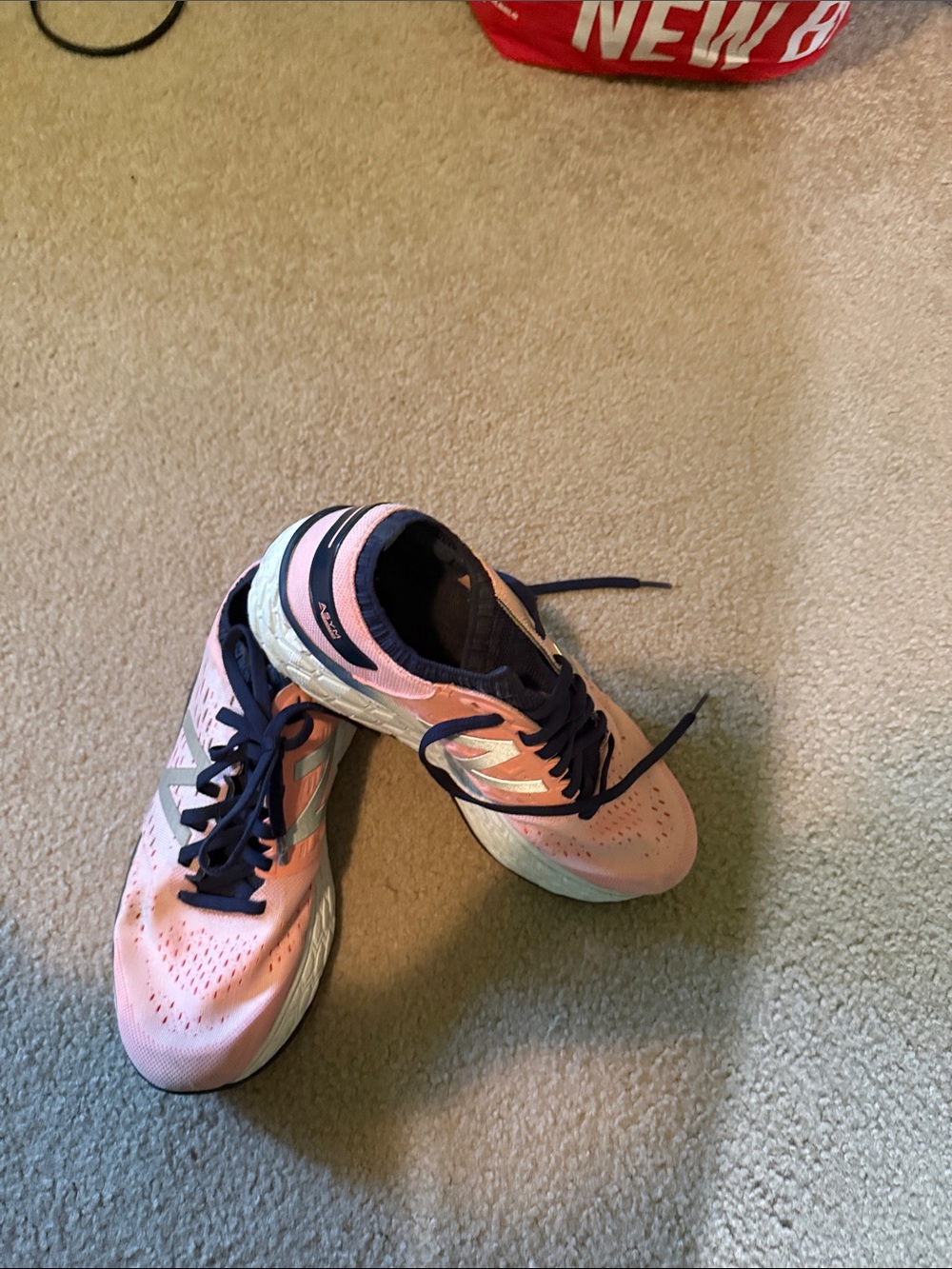 New Balance Women's Pink Running Sneakers with Navy Trim